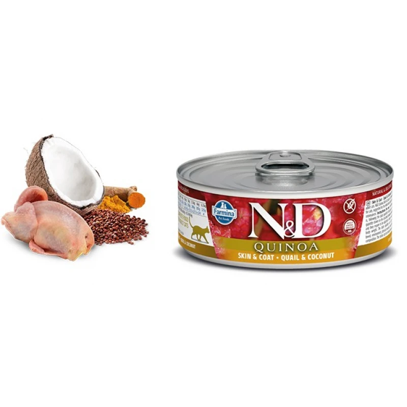 N & D CAT QUINOA SKIN & COAT QUAIL WET FOOD 80GR (12ΤΜΧ) ΥΓΡΗ ΤΡΟΦΗ -  ΚΟΝΣΕΡΒΕΣ ΓΑΤΑΣ