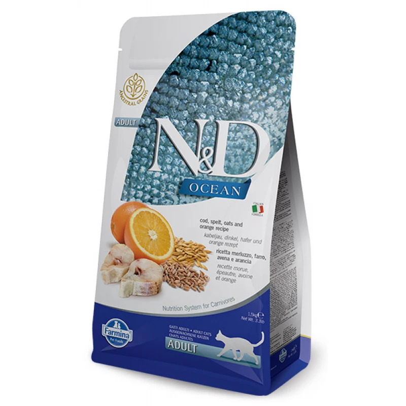 N&D LOW GRAIN FISH & ORANGE ADULT CAT 1.5KG ΓΑΤΕΣ