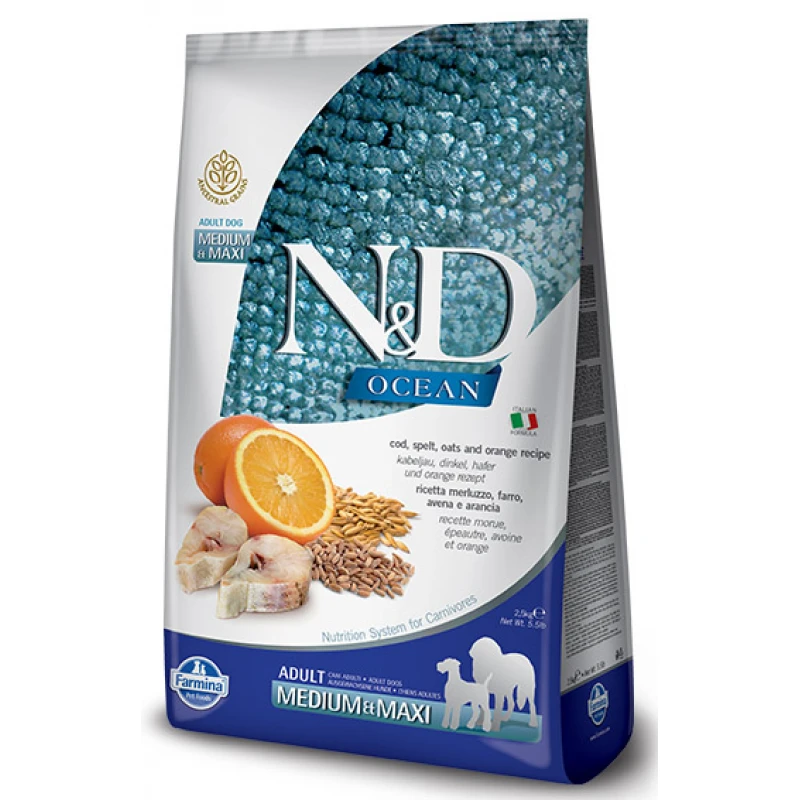 N&D Ocean Low Grain Cod & Orange Adult Medium & Maxi 12kg ΣΚΥΛΟΙ