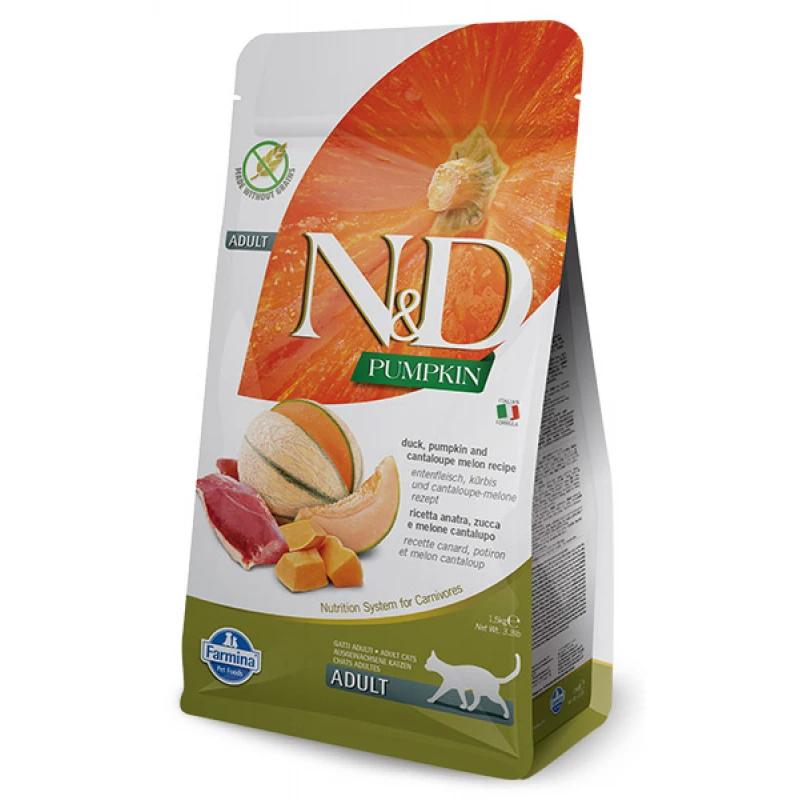 N & D CAT DUCK PUMPKIN & CANTALOUPE MELON 1,5KG ΞΗΡΑ ΤΡΟΦΗ ΓΑΤΑΣ