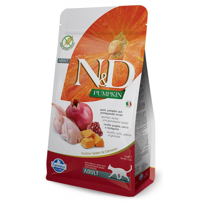 N & D CAT QUAIL PUMPKIN & POMEGRANATE 1,5KG ΞΗΡΑ ΤΡΟΦΗ ΓΑΤΑΣ