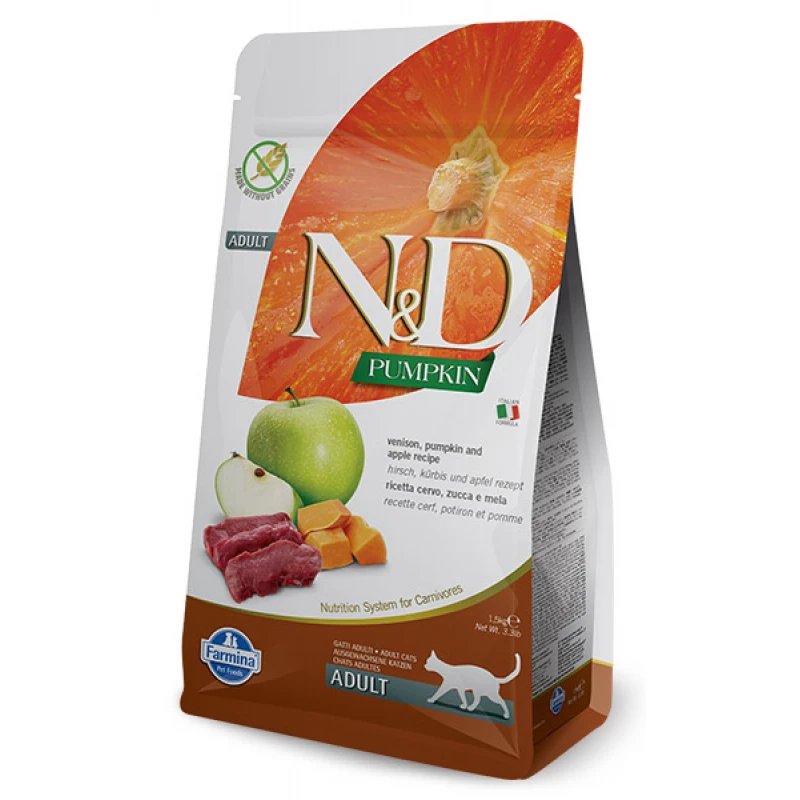 N & D CAT VENISON PUMPKIN & APPLE 1,5KG ΞΗΡΑ ΤΡΟΦΗ ΓΑΤΑΣ