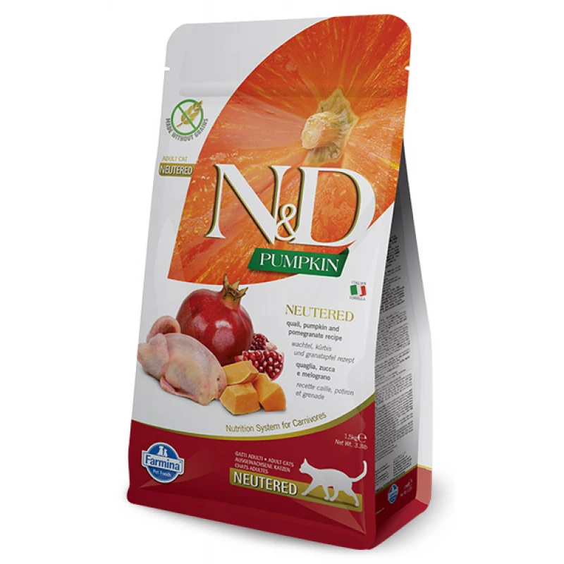 N & D CAT QUAIL PUMPKIN & POMEGRANATE NEUTERED 1,5KG ΞΗΡΑ ΤΡΟΦΗ ΓΑΤΑΣ