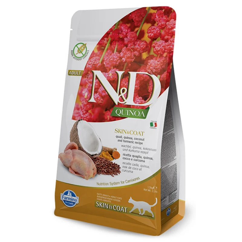 N & D CAT QUINOA SKIN & COAT QUAIL 1,5KG ΞΗΡΑ ΤΡΟΦΗ ΓΑΤΑΣ