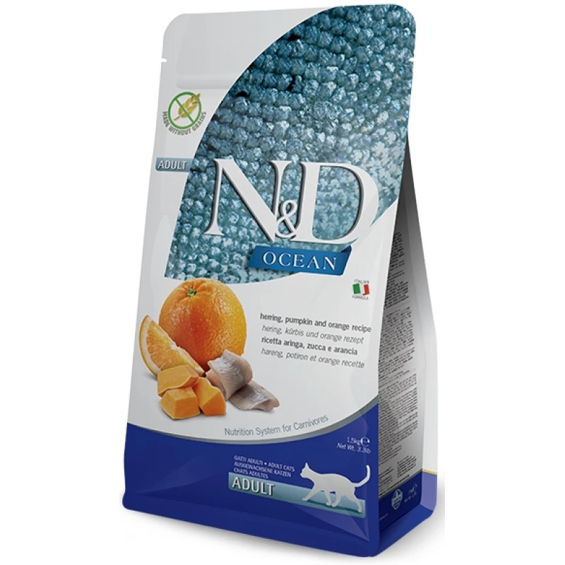 N&D CAT HERRING PUMPKIN & ORANGE 1.5KG ΓΑΤΕΣ