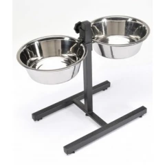 Σετ Ανοξείδωτα Μπολ της Nobby 2.500ml με Πτυσσόμενη Βάση για Μεσαία & Μεγάλα Σκυλιά