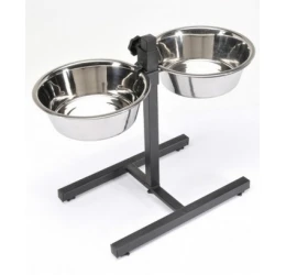 Σετ Ανοξείδωτα Μπολ της Nobby 2.500ml με Πτυσσόμενη Βάση για Μεσαία & Μεγάλα Σκυλιά
