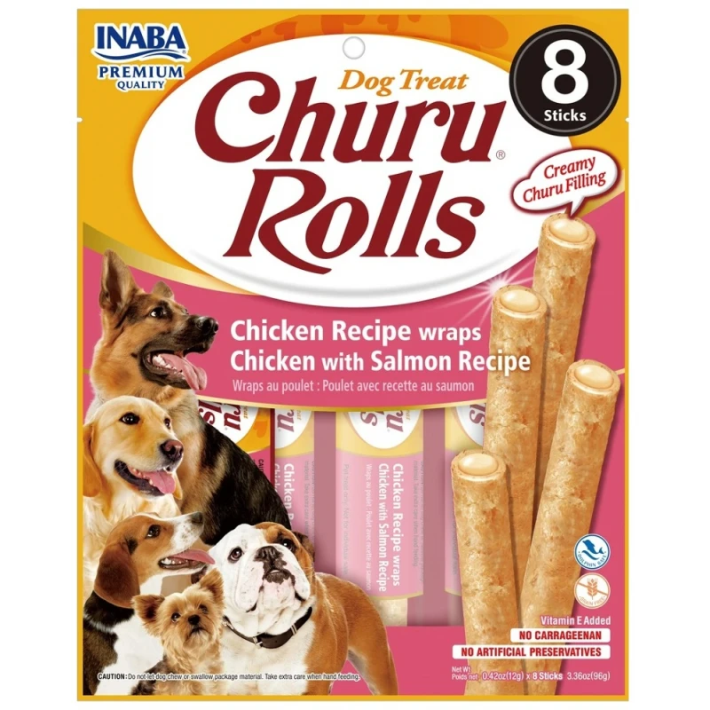 Λιχουδιές Churu Dog Rolls Chicken and Salmon 8 x 12gr ΛΙΧΟΥΔΙΕΣ & ΚΟΚΑΛΑ