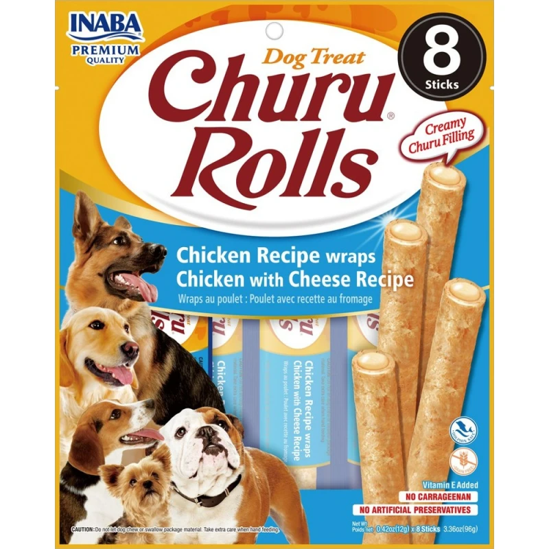 Λιχουδιές Churu Dog Rolls Chicken and Cheese 8 x 12gr ΛΙΧΟΥΔΙΕΣ & ΚΟΚΑΛΑ