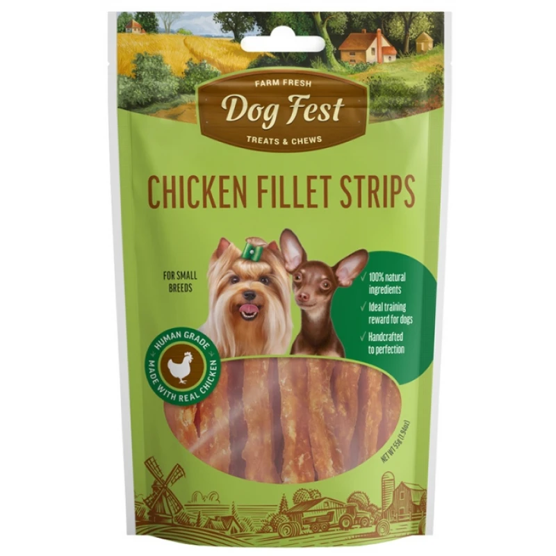 Λιχουδιές Dog Fest Small Chicken Fillet Strips with Chicken 55gr ΣΚΥΛΟΙ