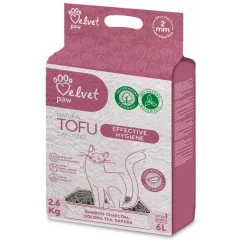 Υπόστρωμα Γάτας Velvet Paw Tofu Cat Litter with Bamboo Charcoal 6lt (2,6kg)