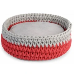 Camon Κρεβατάκι Σκύλου και Γάτας  Macrame Βαμβακερό 40cm Γκρι - Κόκκινο Camon Κρεβατάκι Σκύλου και Γάτας  Macrame Βαμβακερό 40cm Γκρι - Κόκκινο