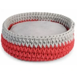 Camon Κρεβατάκι Σκύλου και Γάτας  Macrame Βαμβακερό 40cm Γκρι - Κόκκινο Camon Κρεβατάκι Σκύλου και Γάτας  Macrame Βαμβακερό 40cm Γκρι - Κόκκινο