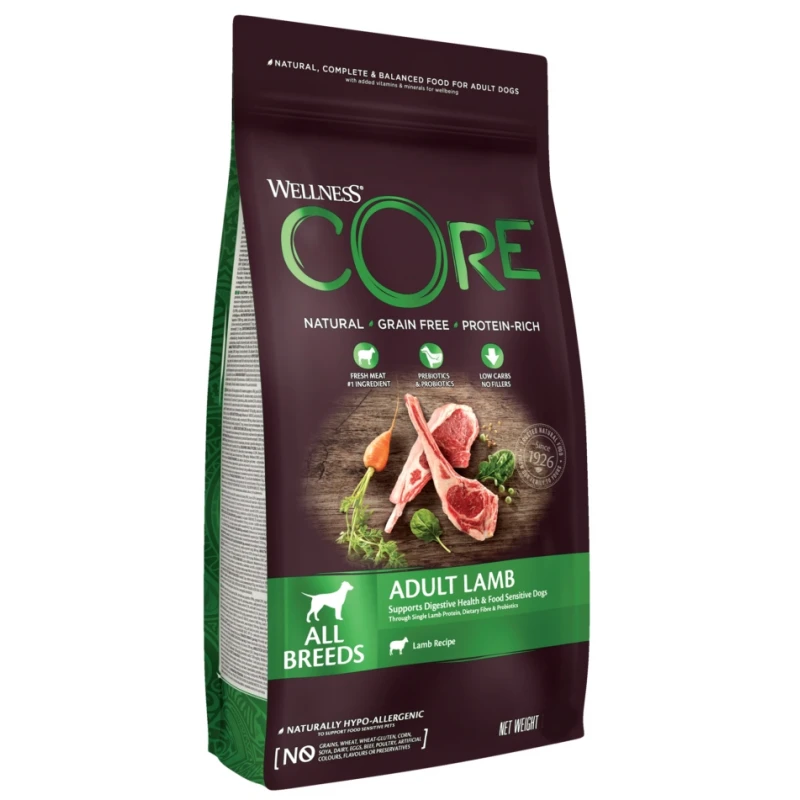 Wellness Core Adult Lamb 10kg + 2kg Δώρο Σκύλοι