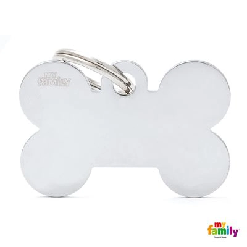 ΤΑΥΤΟΤΗΤΑ ΣΚΥΛΟΥ MY FAMILY BASIC CHROMED BONE TAG LARGE 4x2cm ΤΑΥΤΟΤΗΤΕΣ