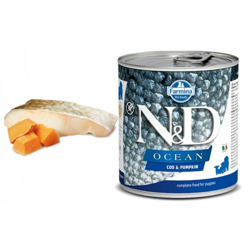 N & D OCEAN WET CODFISΗ & PUMPKIN PUPPY 285GR (3 + 3 ΔΩΡΟ) ΥΓΡΗ ΤΡΟΦΗ - ΚΟΝΣΕΡΒΕΣ ΣΚΥΛΟΥ