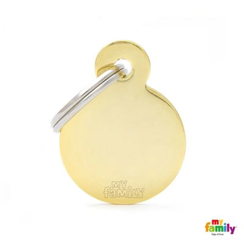 MY FAMILY BASIC GOLDEN PLATED BRASS  ROUND SMALL TAG 3X2CM ΤΑΥΤΟΤΗΤΕΣ