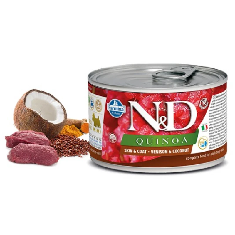 N & D QUINOA WET SKIN & COAT VENISON 140GR (3 + 3 ΔΩΡΟ) ΥΓΡΗ ΤΡΟΦΗ - ΚΟΝΣΕΡΒΕΣ ΣΚΥΛΟΥ