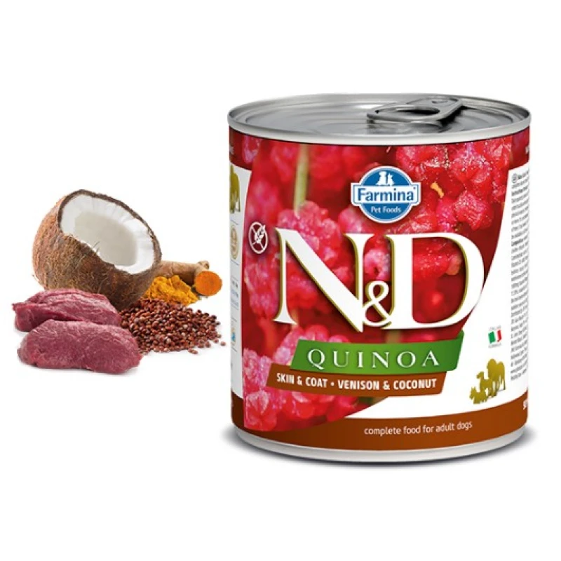 N & D QUINOA WET SKIN & COAT VENISON 285GR (3 + 3 ΔΩΡΟ) ΥΓΡΗ ΤΡΟΦΗ - ΚΟΝΣΕΡΒΕΣ ΣΚΥΛΟΥ